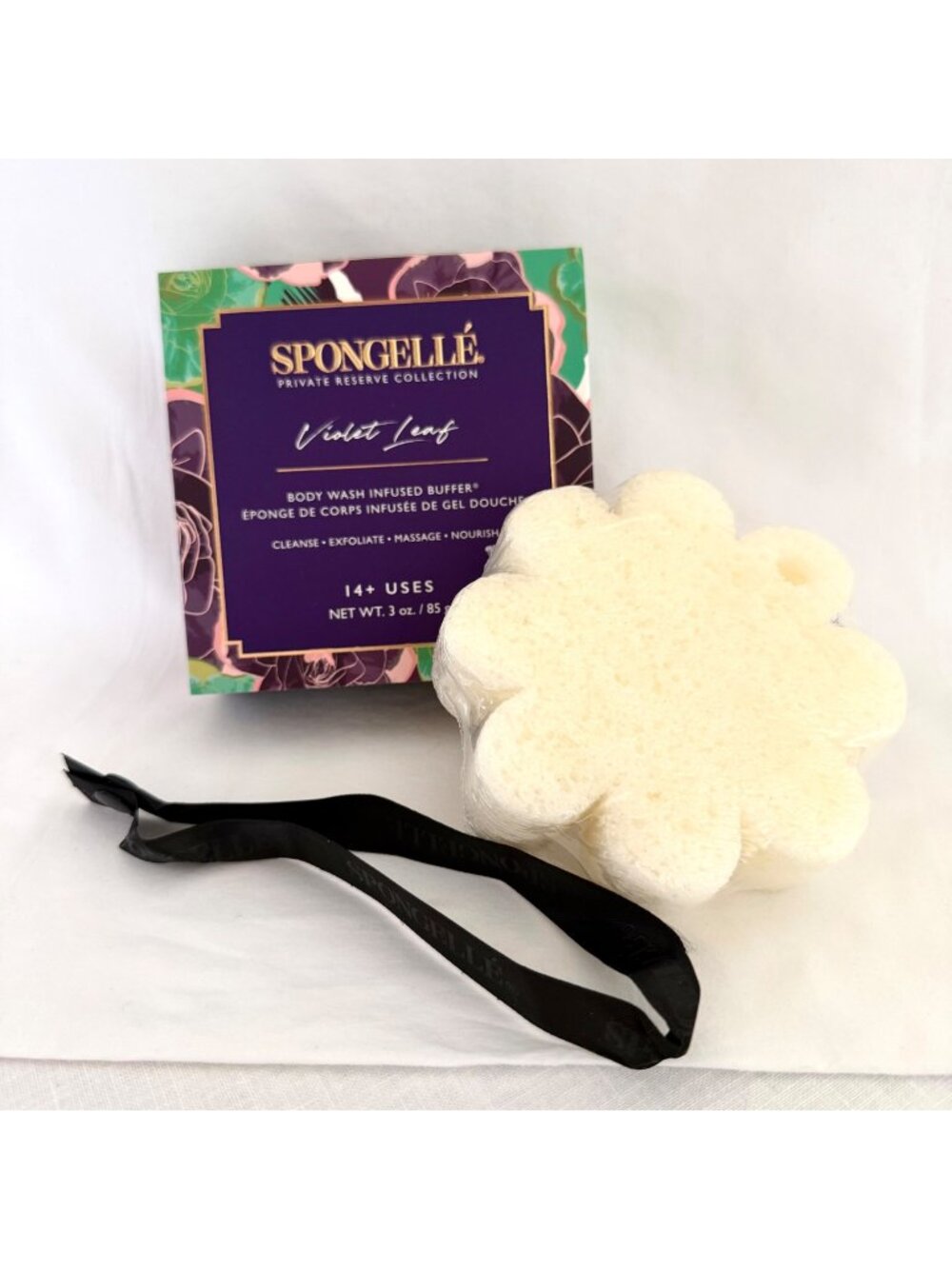 Spongelle Violet Leaf Body Wash Infused Buffer Sponge Exfoliating 14+ uses